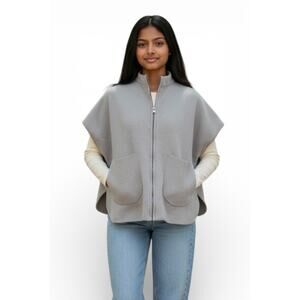 ZARA Kids Girls Gray Knit Fill Zip Poncho Size 9-10 Years